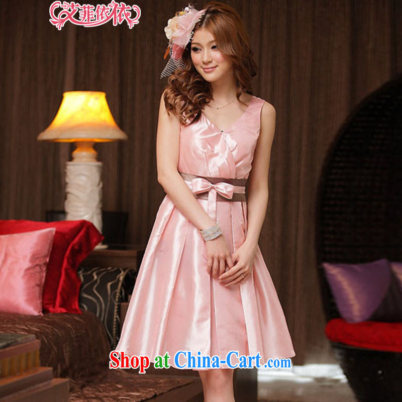 The heartrending 2015 Korean version of the new, shorter, wedding banquet hosted bridesmaid V OL for white-collar lady bow tie-waist wedding dresses skirt 3213 champagne color L, the parting, and shopping on the Internet