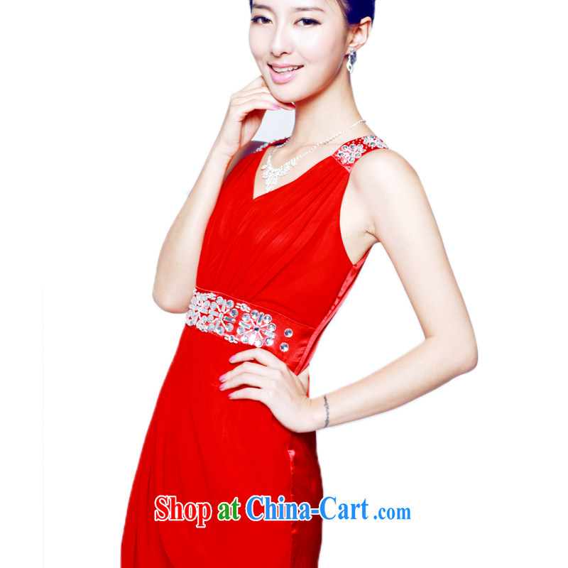 2014 new Mak Hee-elegance red wedding dresses toast short bridesmaid clothing dresses water drilling cosmetic short dresses, red XL/170, Mr CHAU Tak Hay, and shopping on the Internet