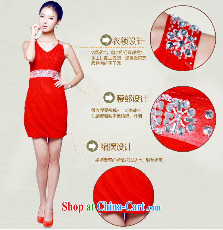 2014 new Mak Hee-elegance red wedding dresses toast short bridesmaid clothing dresses water drilling cosmetic short dress red XL/170 pictures, price, brand platters! Elections are good character, the national distribution, so why buy now enjoy more preferential! Health
