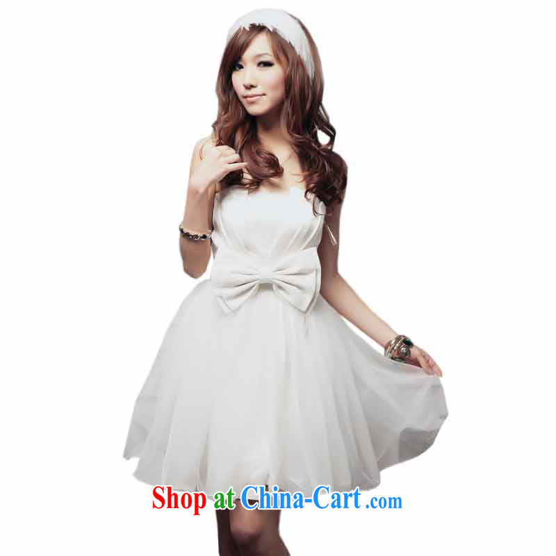 The heartrending bowtie shaggy wedding toast small dress 2015 Korean version of the new, shorter, marriage Banquet hosted bridal bridesmaid shaggy dress 2892 white XL