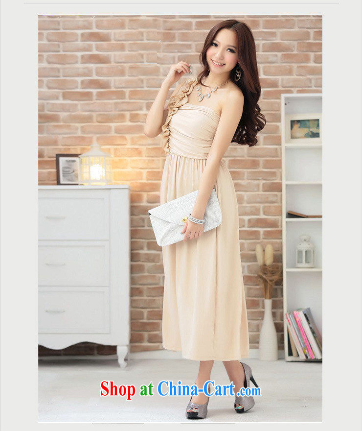 The parting with drape wrapped chest single shoulder lace dress 2015 Korean version of the new, female long banquet annual meeting moderator stage of dress sense 4145 apricot XL pictures, price, brand platters! Elections are good character, the national distribution, so why buy now enjoy more preferential! Health