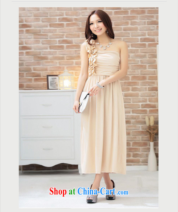 The parting with drape wrapped chest single shoulder lace dress 2015 Korean version of the new, female long banquet annual meeting moderator stage of dress sense 4145 apricot XL pictures, price, brand platters! Elections are good character, the national distribution, so why buy now enjoy more preferential! Health