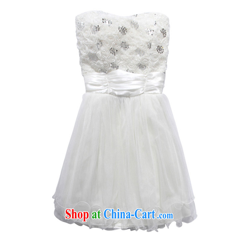 The heartrending rose lace Princess small dress 2015 Korean short wedding bridal bridesmaid chair wedding Palace chest bare yarn dress 4286 rose XXXL, the parting, and shopping on the Internet