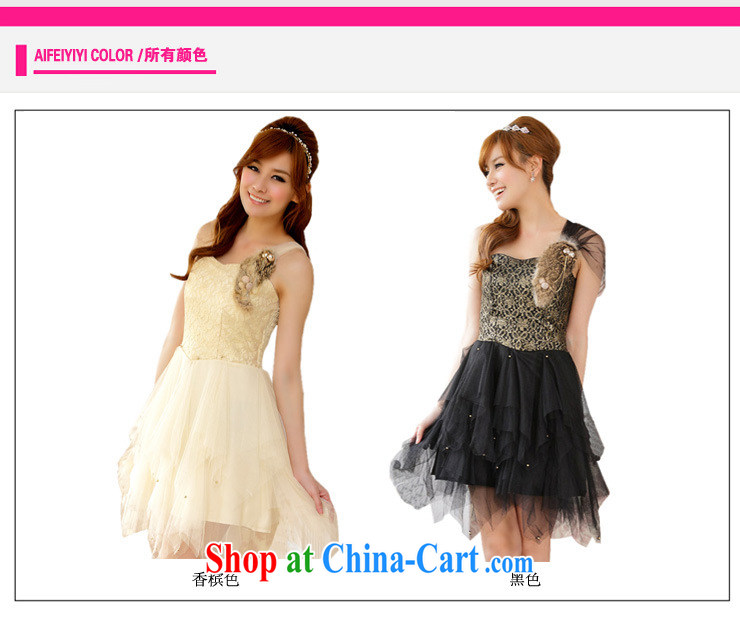 The parting the shoulder Web yarn yarn, with small dress 2015 Korean version of the new, shorter, accompanied by her sister the rabbit hair irregular dresses 4280 champagne color XXXL pictures, price, brand platters! Elections are good character, the national distribution, so why buy now enjoy more preferential! Health
