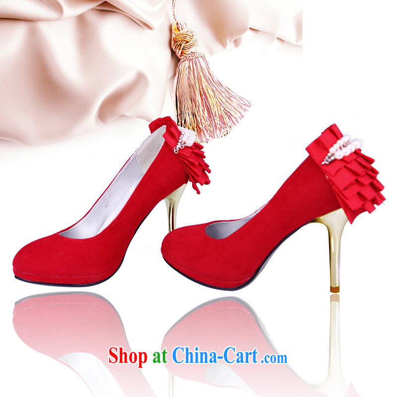 The bride's red Korean high-heel bridal shoes 2015 New first marriage shoes bridal shoes 088 39, the bride, shopping on the Internet