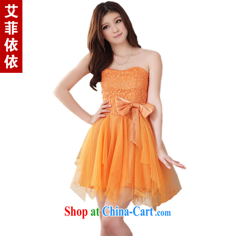 The Parting does not rule out chest dress 2015 Korean version of the new, female short marriage banquet bridesmaid bridal bow-tie hot skirts 4310 champagne color XXXL, the parting, and shopping on the Internet