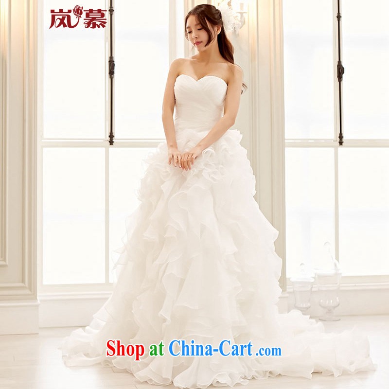 Sponsors The 2015 original Korean sweet wind ultra-multi-level the root of the tail bridal wedding white XL