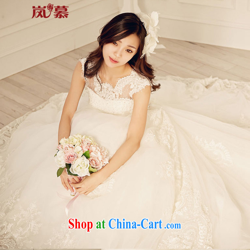 Its blossoms of spring 2015 new Korean-style field shoulder lace-the-tail bridal wedding dresses ivory white XL, sponsors, and shopping on the Internet