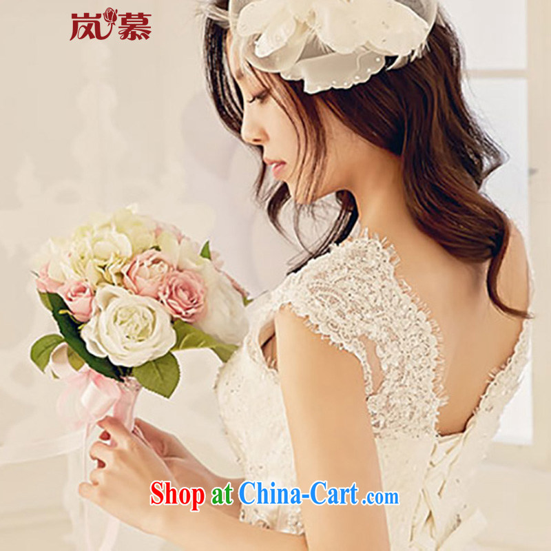 Its blossoms of spring 2015 new Korean-style field shoulder lace-the-tail bridal wedding dresses ivory white XL, sponsors, and shopping on the Internet