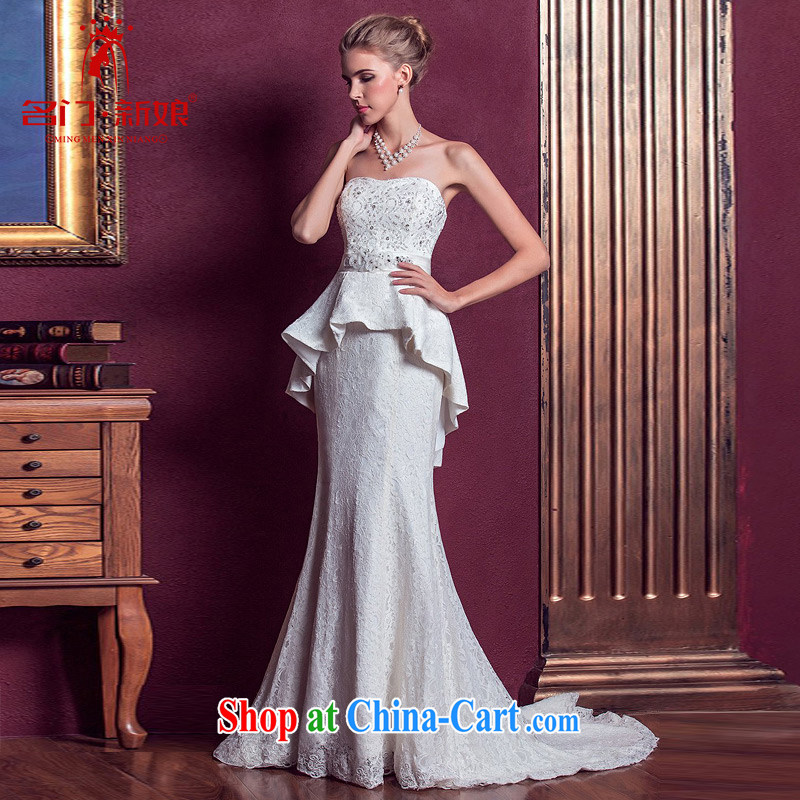 The bride's wedding dresses elegant small tail wedding wiped chest lace wedding new 972 L