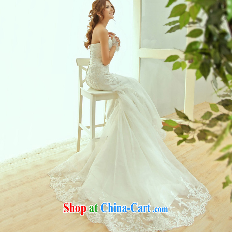 2015 new Korean popularity crowsfoot wedding dresses retro lace-tail wiped his chest wedding shot S 800 tail 60 CM tailored