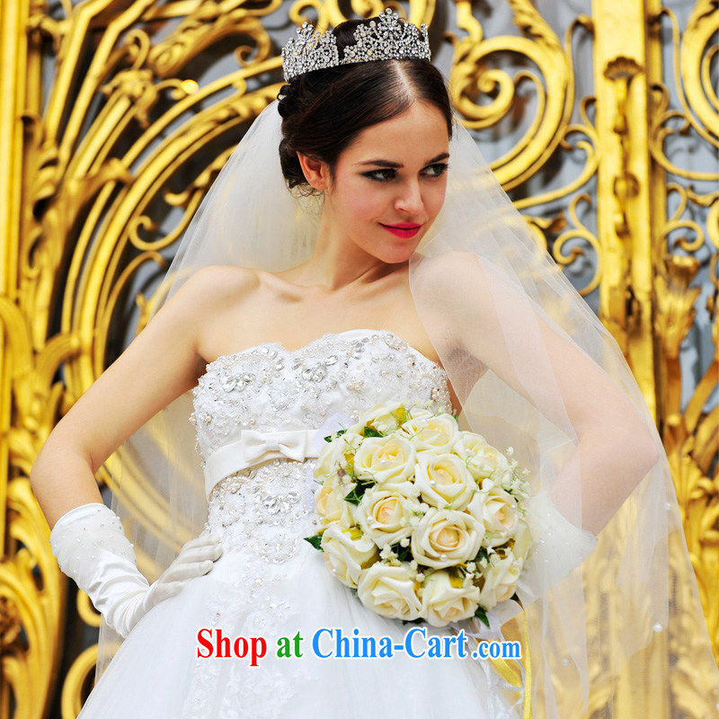 2015 Paris site wedding dresses elegant bare chest sweet tie-Princess-tail wedding s 1295 ivory-tail 50 CM tailored, full-court, shopping on the Internet