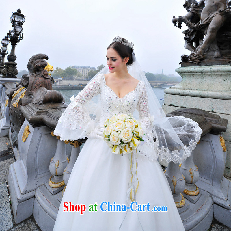 2015 new wedding dresses garden/MTF long-sleeved retro sexy back exposed tail Princess wedding s 1293 ivory tailored to full chamber, and, shopping on the Internet