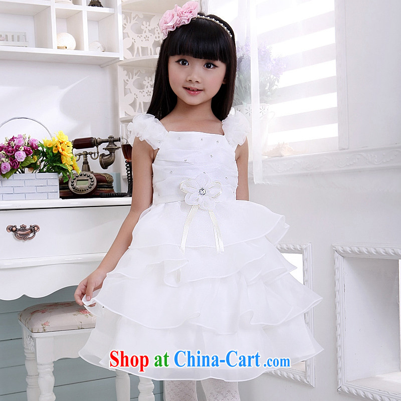 Moon 珪 guijin dresses children show children serving dance clothes shoulders Princess dress T08m White 10, scheduled 3 Days from Suzhou shipping