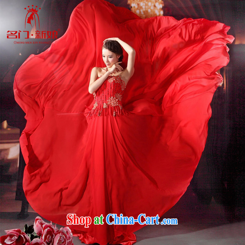 The bride's long red dress new wedding dress toast serving 875 L