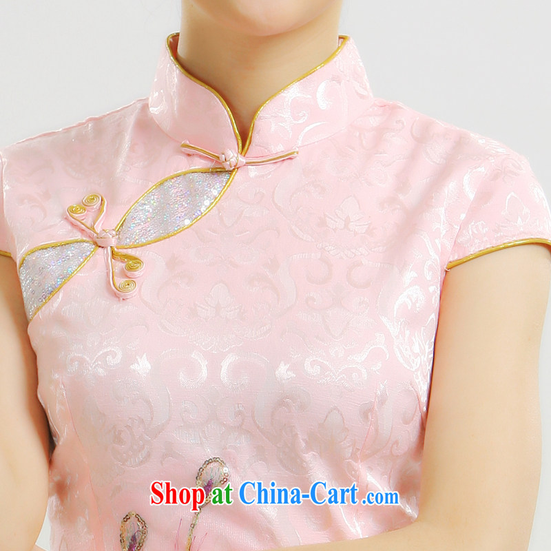 Slim li know that 2015 spring and summer new auspicious Peacock Chinese Robes embroidery improved cultivating small dress QR 007 pink XL, slim Li (Q . LIZHI), online shopping