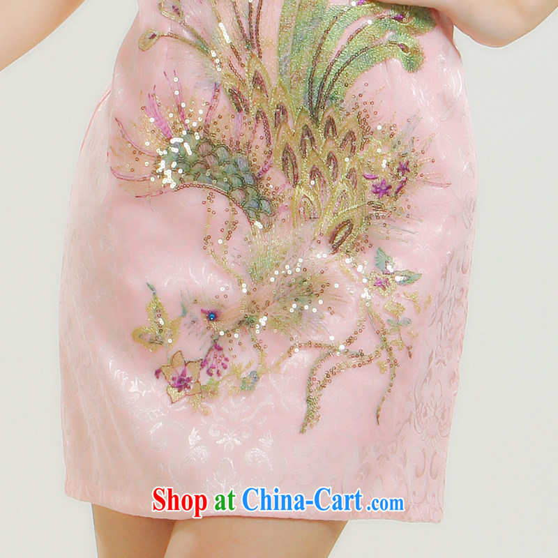 Slim li know that 2015 spring and summer new auspicious Peacock Chinese Robes embroidery improved cultivating small dress QR 007 pink XL, slim Li (Q . LIZHI), online shopping