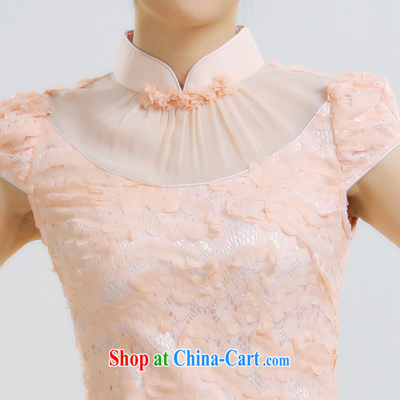 Slim li know that 2015 new sweet romantic graphics thin retro dress dresses retro Palace wind of aristocratic ladies Chinese style qipao QLZ Q 15 6010 pink M, slim Li (Q . LIZHI), online shopping