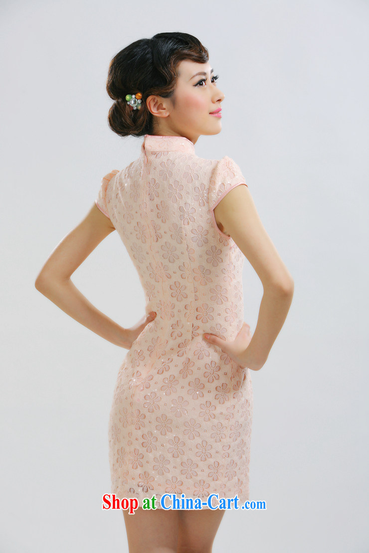 Slim li know 2015 spring and summer new retro style small dress improved lace China beauty charm cheongsam QLZ Q 15 6012 high-collar pink XS pictures, price, brand platters! Elections are good character, the national distribution, so why buy now enjoy more preferential! Health
