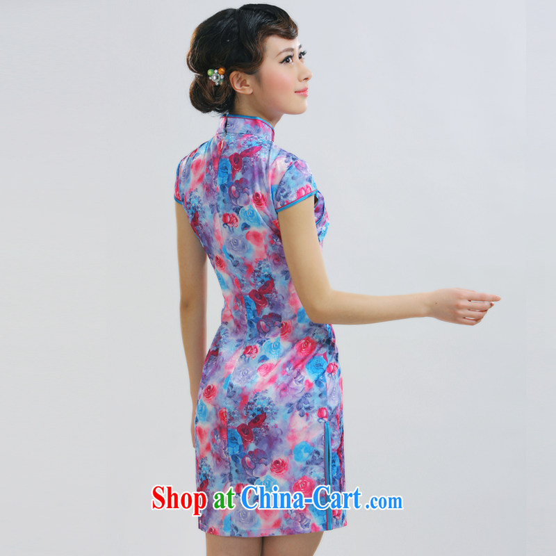 Slim li know dresses 2015 new Chinese female fashion improved daily floral cheongsam dress QR 009 purple XL, slim Li (Q . LIZHI), online shopping