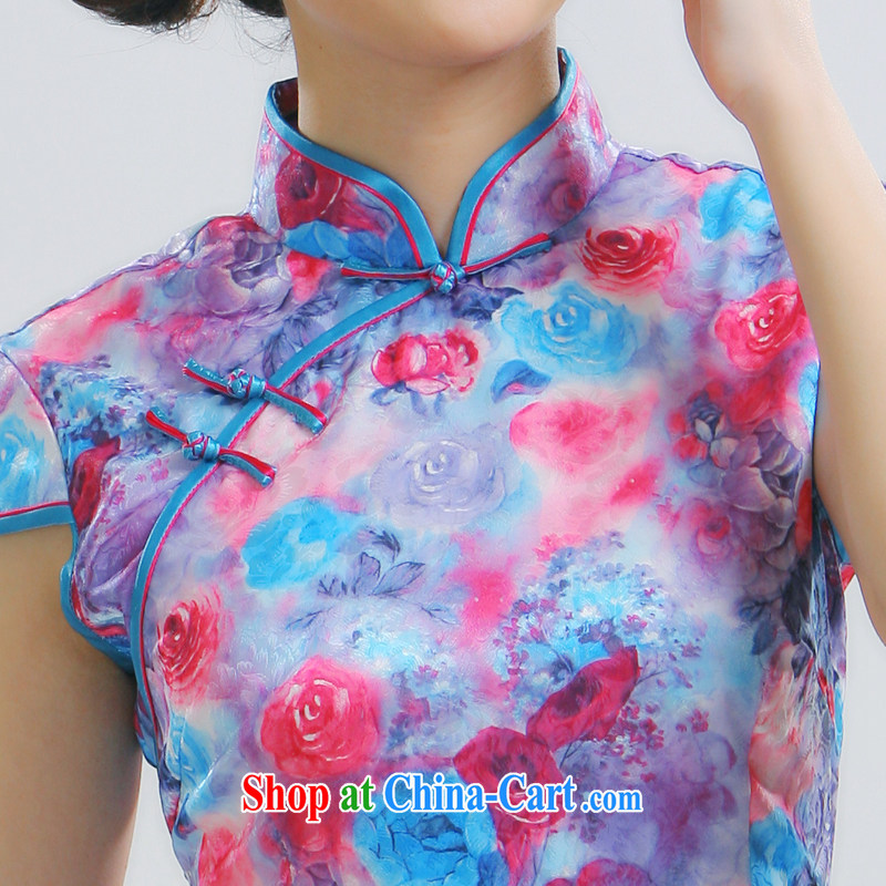 Slim li know dresses 2015 new Chinese female fashion improved daily floral cheongsam dress QR 009 purple XL, slim Li (Q . LIZHI), online shopping