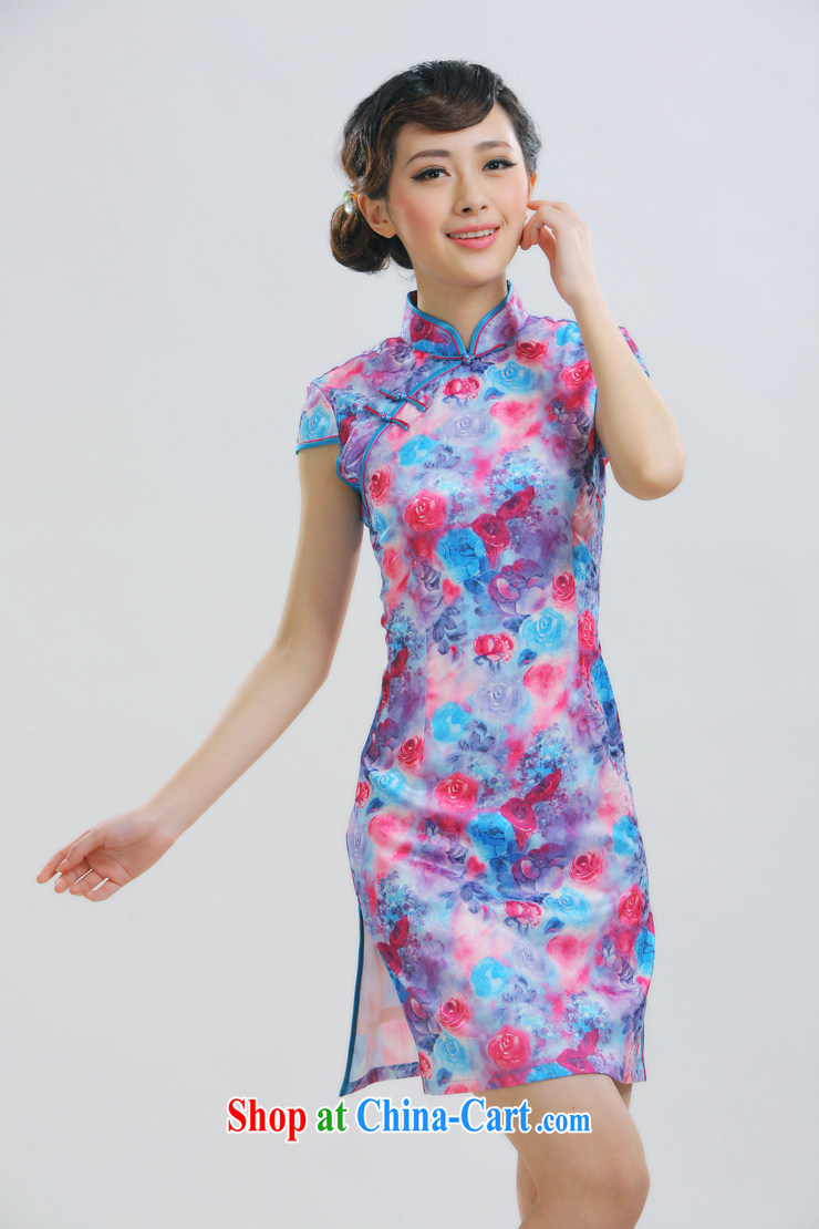 Slim li know dresses 2015 new Chinese female fashion improved daily floral cheongsam dress QR 009 purple XL pictures, price, brand platters! Elections are good character, the national distribution, so why buy now enjoy more preferential! Health