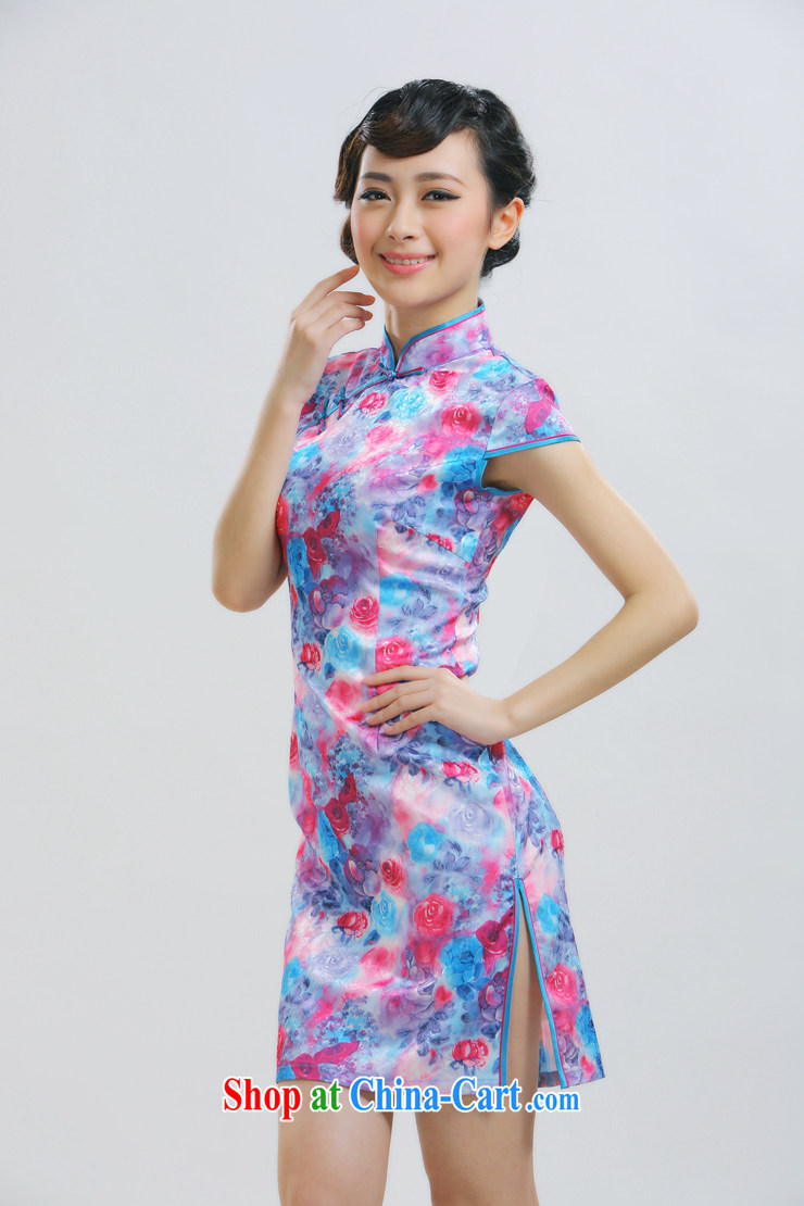 Slim li know dresses 2015 new Chinese female fashion improved daily floral cheongsam dress QR 009 purple XL pictures, price, brand platters! Elections are good character, the national distribution, so why buy now enjoy more preferential! Health