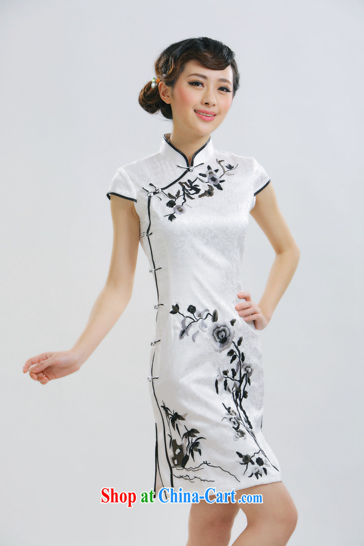 Slim li know 2015 spring and summer new cheongsam stylish improved embroidery flowers cheongsam white embroidered cheongsam dress QR 010 - 823 white XL pictures, price, brand platters! Elections are good character, the national distribution, so why buy now enjoy more preferential! Health