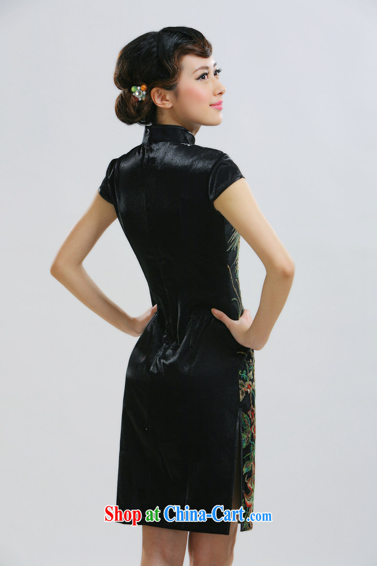 Slim li know that summer new stylish improved summer short-sleeved girl cheongsam dress Peacock the forklift truck short cheongsam QR 013 black XL pictures, price, brand platters! Elections are good character, the national distribution, so why buy now enjoy more preferential! Health