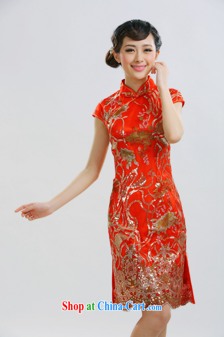2014 new bride dresses with improved Pearl, qipao Stylish retro dresses summer new cheongsam QT 033 red XL pictures, price, brand platters! Elections are good character, the national distribution, so why buy now enjoy more preferential! Health