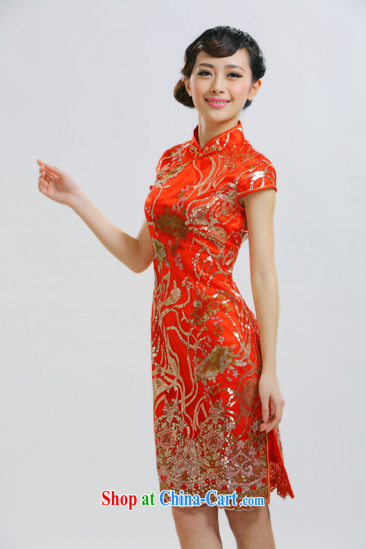 2014 new bride dresses with improved Pearl, qipao Stylish retro dresses summer new cheongsam QT 033 red XL pictures, price, brand platters! Elections are good character, the national distribution, so why buy now enjoy more preferential! Health
