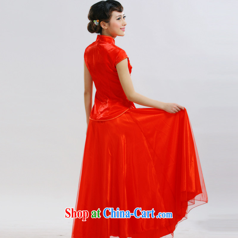 2015 new bride dresses with improved Chinese Dress cheongsam dress red and stylish bows. Married cheongsam dress QT 080 red XXXL, slim Li (Q . LIZHI), online shopping