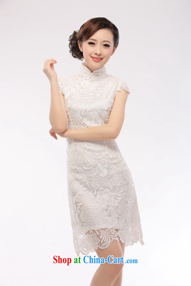 Slim li know 2015 spring and summer new heavy industry water-soluble lace Solid Color dress retro sleek lace white dresses QR 14 white L pictures, price, brand platters! Elections are good character, the national distribution, so why buy now enjoy more preferential! Health