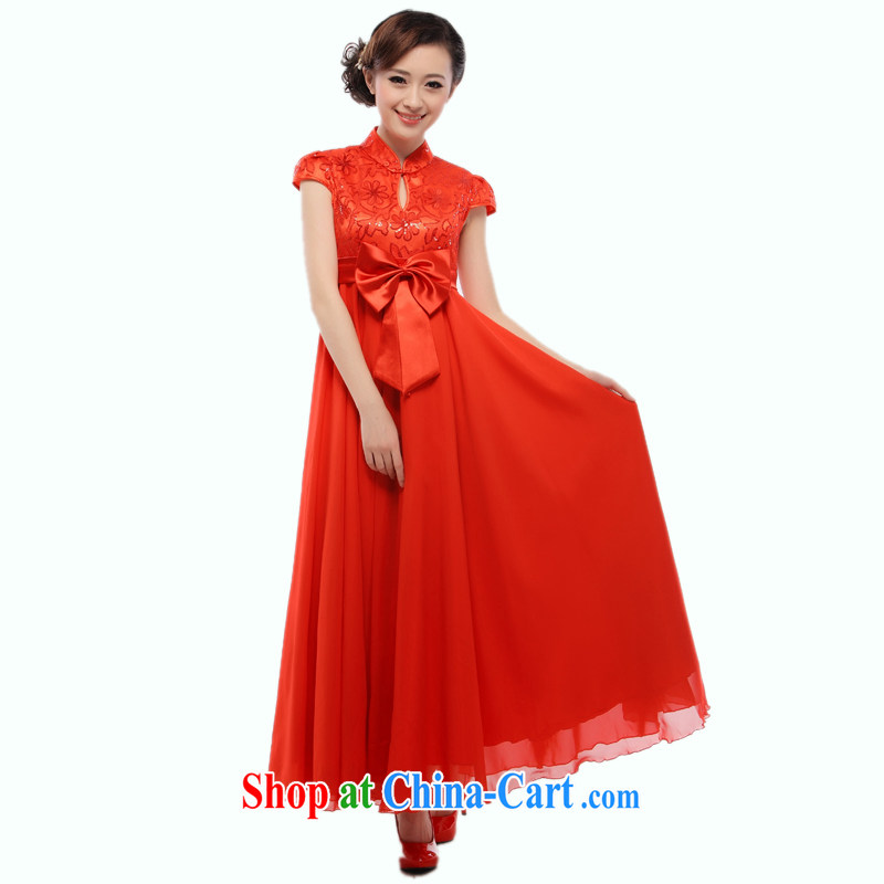 Slim li know 2015 summer new pregnant brides with bows dresses wedding dresses red dress QT 15 - 2 red M