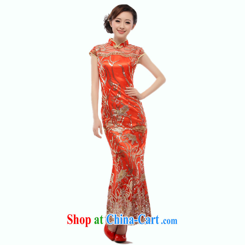 Slim li know that 2014 new wedding dress bridal dresses with red genuine long marriage dresses skirts QT 22 red XL