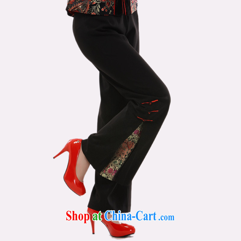 The slim li know as soon as possible new 2015, Ms. Tang in older clothing Chinese 100 ground MOM pants 3 piece snap black XXXXXL