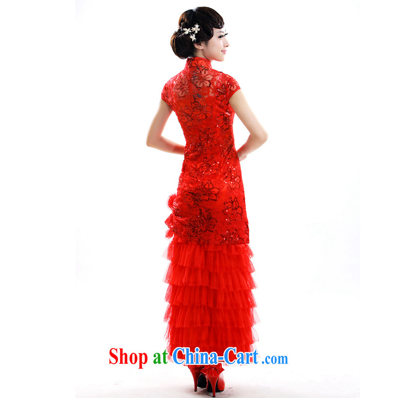 Slim li know 2015 spring and summer new cheongsam dress stylish Chinese wind bride Chinese red long dress uniform toast FD 002 red XXL, slim Li (Q . LIZHI), online shopping