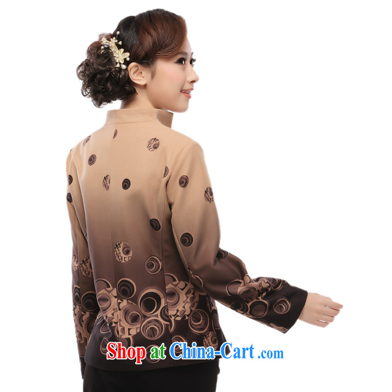 The slim li know as soon as possible 2013 autumn and winter new cotton thick coat, older Chinese hair is long-sleeved T-shirt QW 66 brown XXXXL, slim Li (Q . LIZHI), online shopping