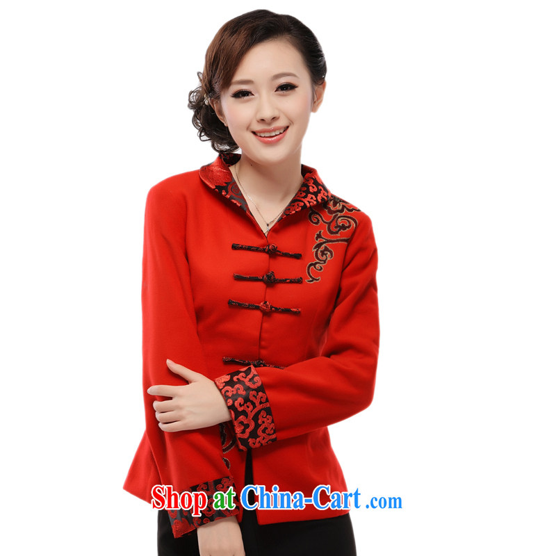 The slim li know as soon as possible, older women long-sleeved T-shirt stylish air quality MOM clothing New Tang jackets larger QW 8012_ __ red XXXXXL