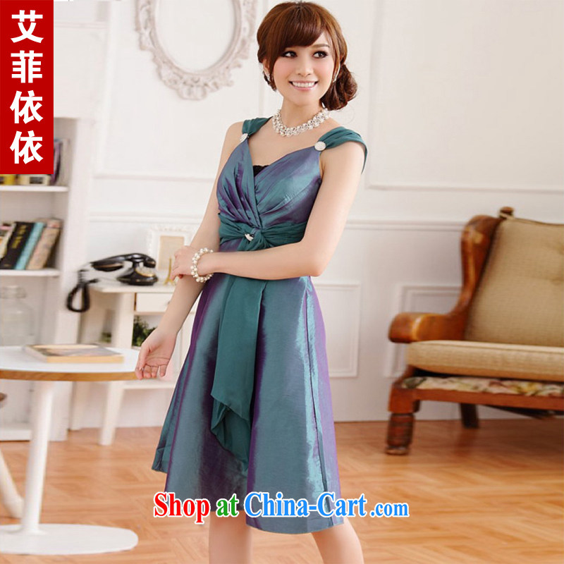 The heartrending straps small dress 2015 Korean short Banquet hosted annual performance diamond tie wrapped chest thin waist V brought us chest skirt 4420 green XXXL