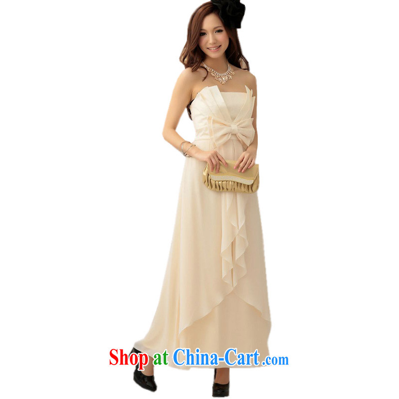 The Parting long Bow Tie bare chest dress 2015 Korean version of the new women banquet toast moderator small dress dresses 4442 orange pink XL, the parting, and shopping on the Internet