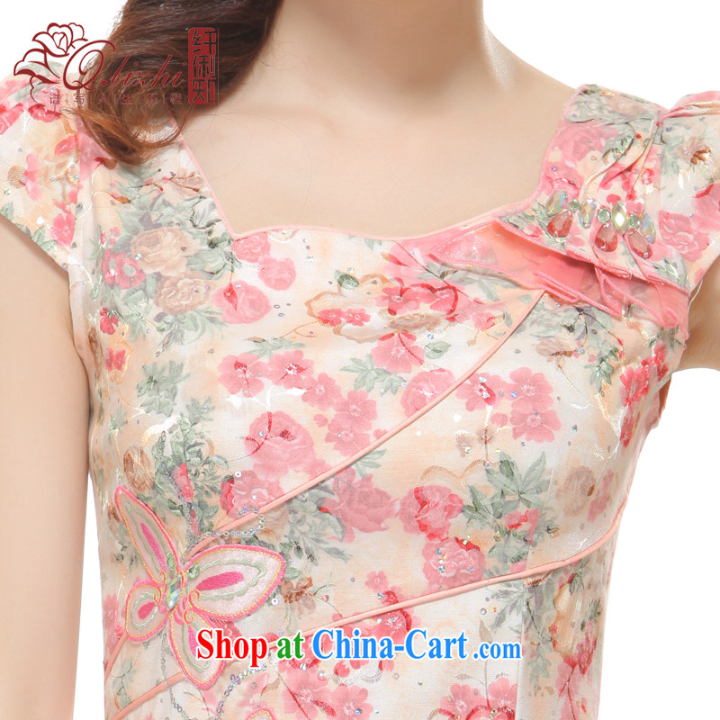 Slim li know 2015 spring and summer new stylish improvement for a small dress water drilling and elegant antique OL name Yuan Chinese wind QLZ Q 15 6007 pink S, slim Li (Q . LIZHI), shopping on the Internet