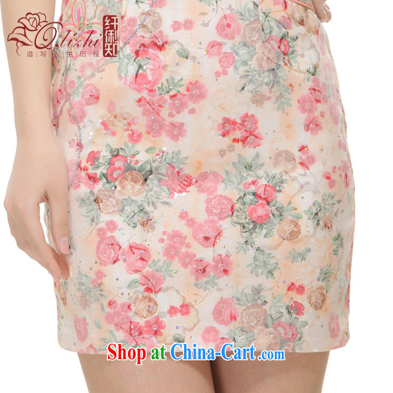 Slim li know 2015 spring and summer new stylish improvement for a small dress water drilling and elegant antique OL name Yuan Chinese wind QLZ Q 15 6007 pink S, slim Li (Q . LIZHI), shopping on the Internet