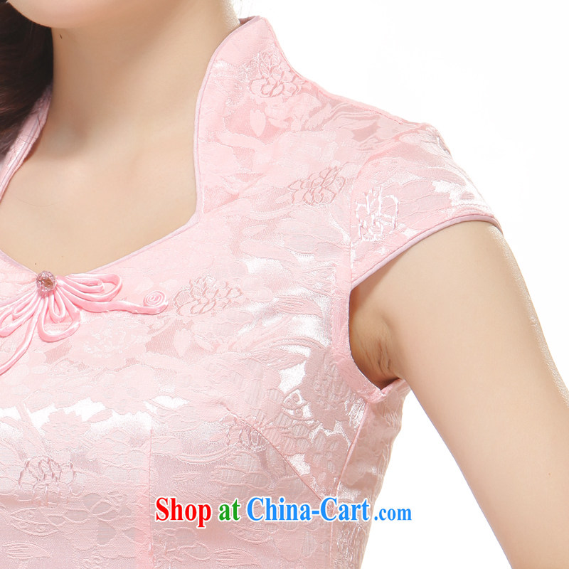 Slim li know 2015 spring and summer new sweet romantic toner cultivating small dress retro elegant lace trim dresses QC 3 - 1610 pink M, slim Li (Q . LIZHI), online shopping