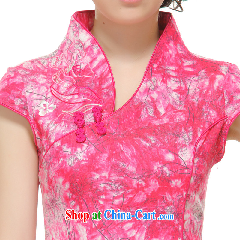 Slim li know 2014 spring and summer new, improved the V style on the Lao red retro embroidery cheongsam dress skirt QW of 2520 red XL, slim Li (Q . LIZHI), shopping on the Internet