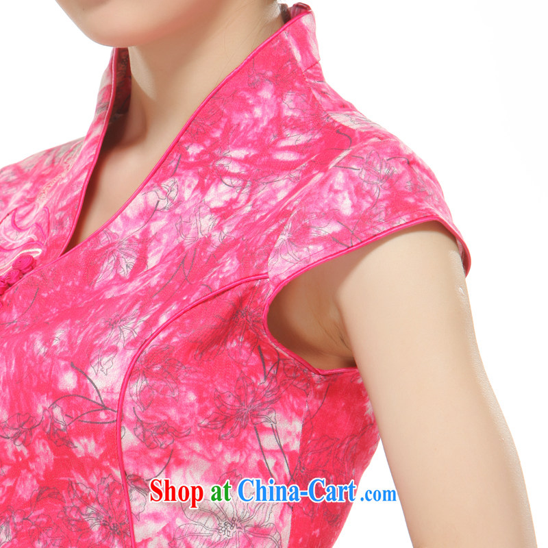Slim li know 2014 spring and summer new, improved the V style on the Lao red retro embroidery cheongsam dress skirt QW of 2520 red XL, slim Li (Q . LIZHI), shopping on the Internet