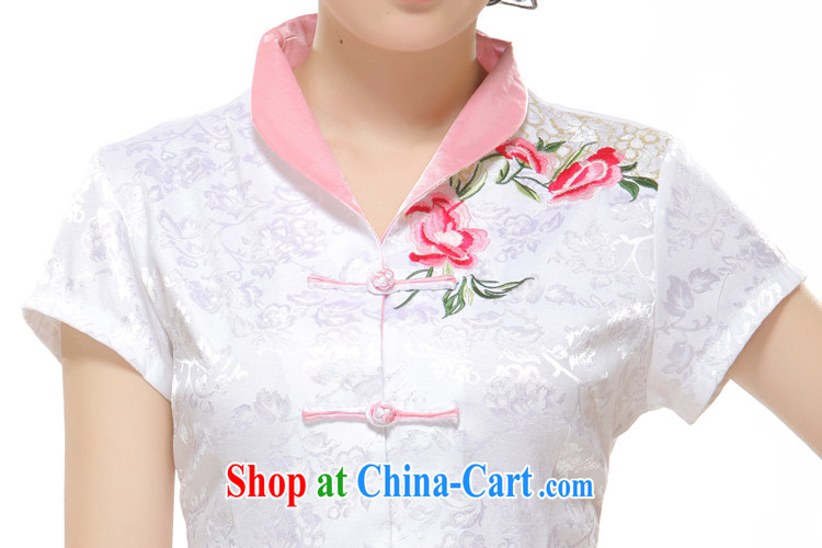 Slim li know 2014 new Chinese T-shirt embroidery, improved stylish beauty short cheongsam QW 2 - 115 white XXL pictures, price, brand platters! Elections are good character, the national distribution, so why buy now enjoy more preferential! Health