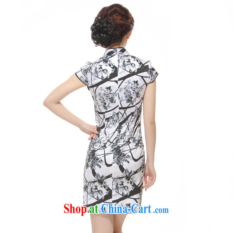 Slim li know 2015 spring and summer new painting China wind retro elegant and stylish short cheongsam dress QW 2 - 518 water and ink container XL, slim Li (Q . LIZHI), online shopping