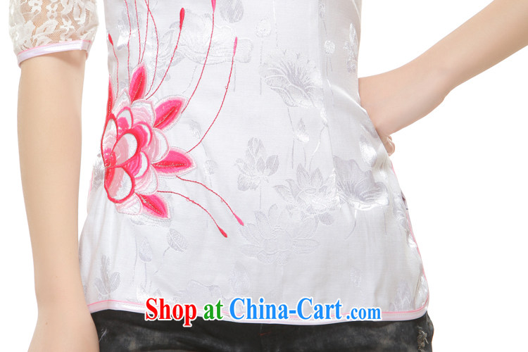 Slim li know 2014 new Ms. replacing T-shirt Openwork lace embroidery improved stylish short cheongsam QW 2 - 113 white XXL pictures, price, brand platters! Elections are good character, the national distribution, so why buy now enjoy more preferential! Health
