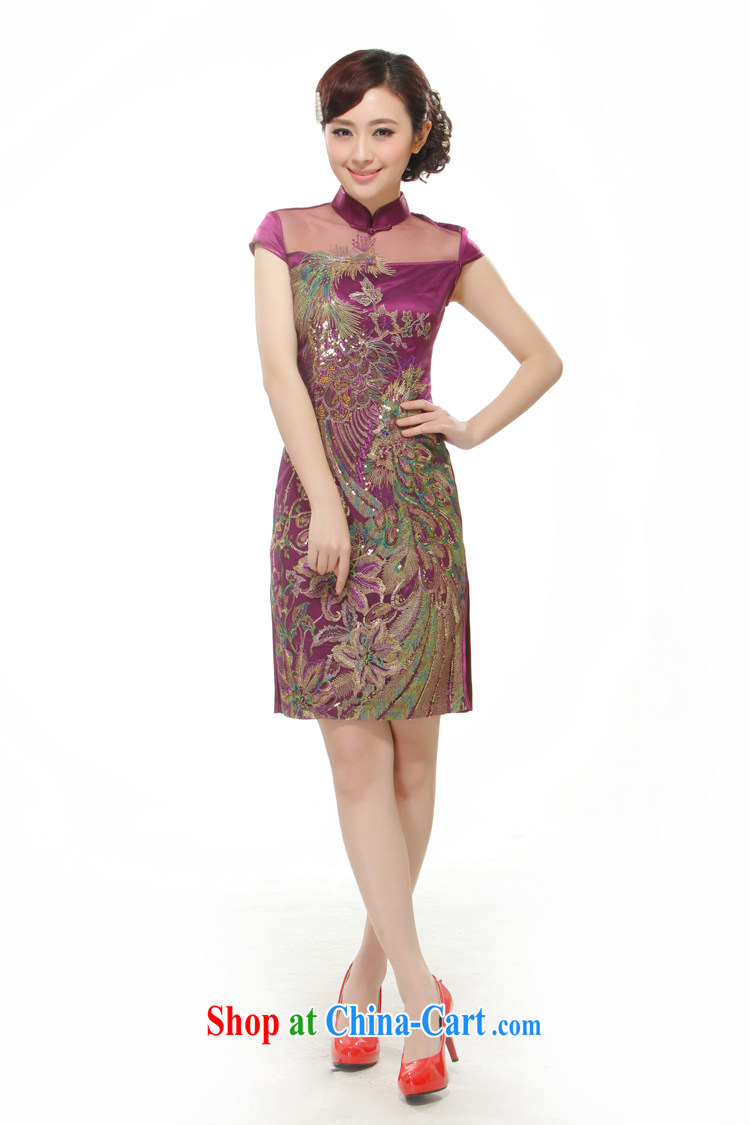 Slim li know 2015 New Women Fashion improved cultivating short cheongsam dress purple Phoenix decals QR 528 purple XL pictures, price, brand platters! Elections are good character, the national distribution, so why buy now enjoy more preferential! Health